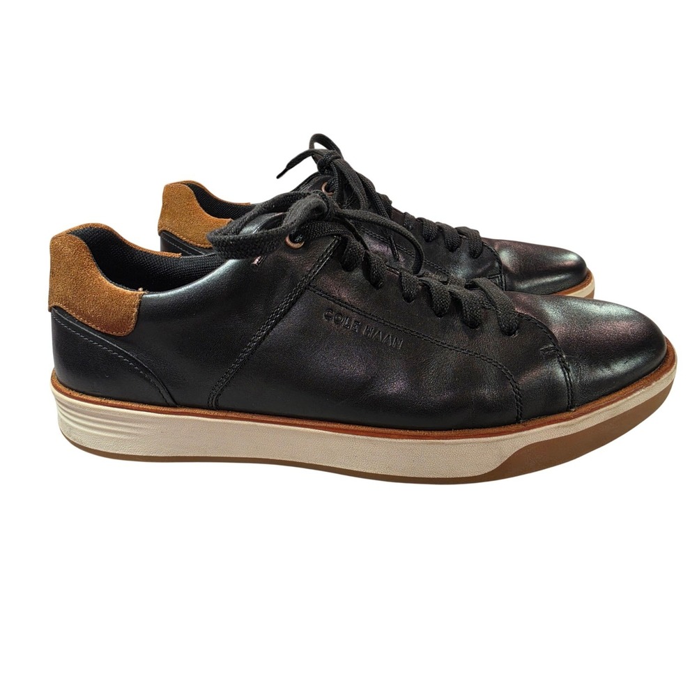 Cole Haan Grand Crosscourt Mens 12 M Black Leather Sneakers C31048 Tan Suede